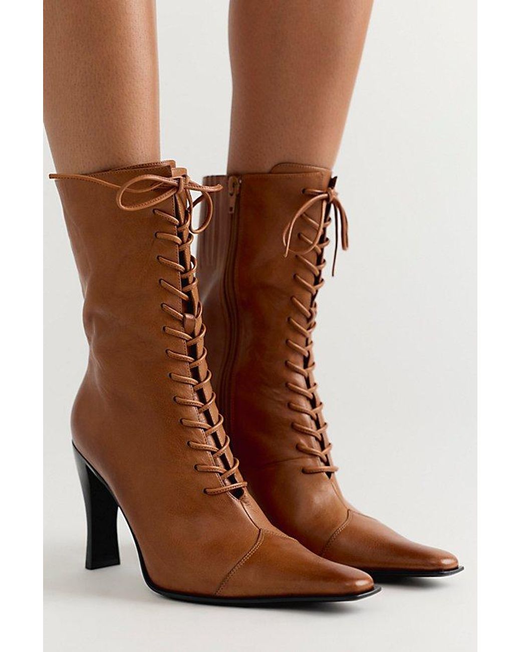 Jeffrey Campbell Brown Sweet Talker Lace-Up Boots