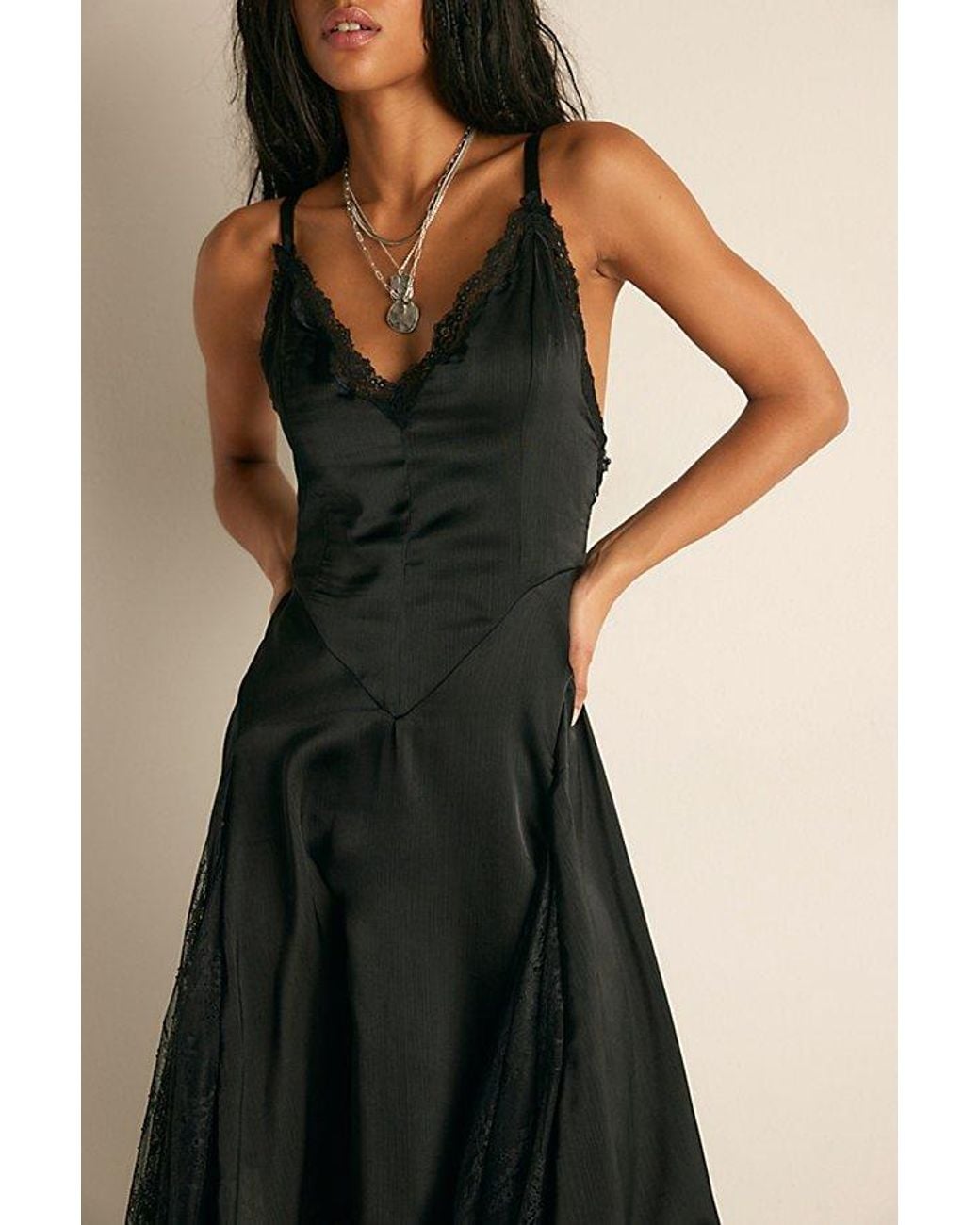 Intimately By Free People Black Modern Love Midi Slip Dress By