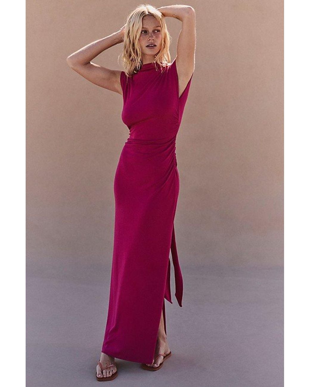 free-est Pink Good Feels Cap-Sleeve Maxi Dress By
