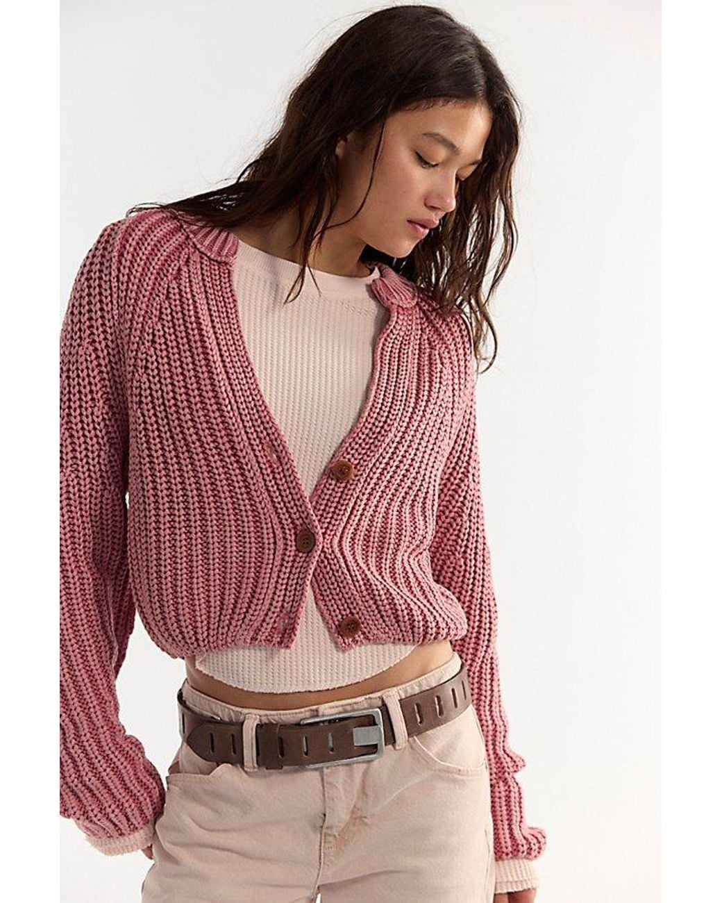 Free People Red Sweet Nothing Cotton Cardi
