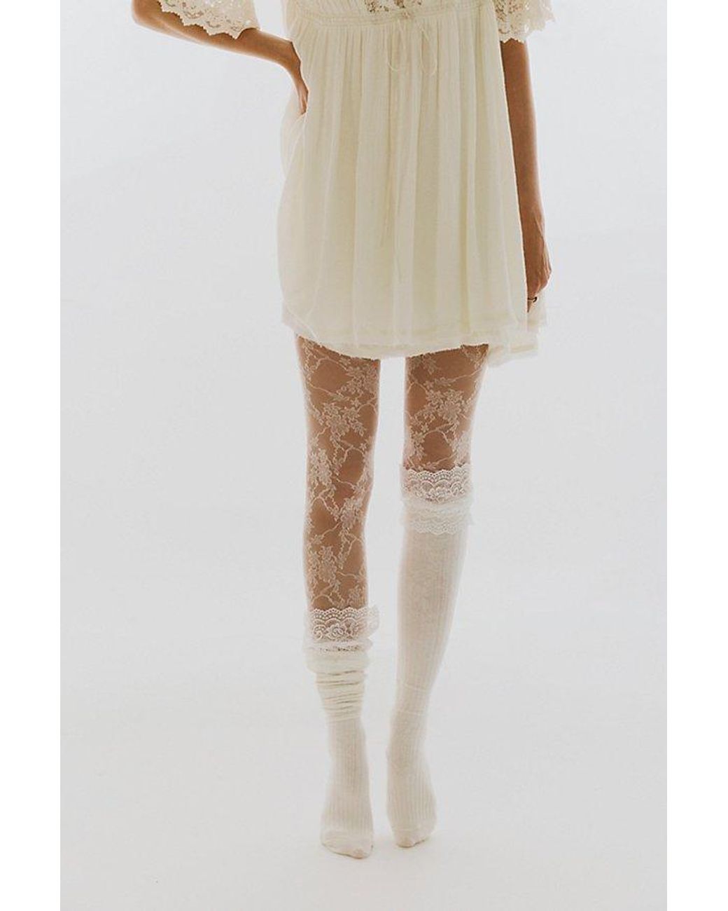 Swedish Stockings Blue X Free People Lena Lace Tights