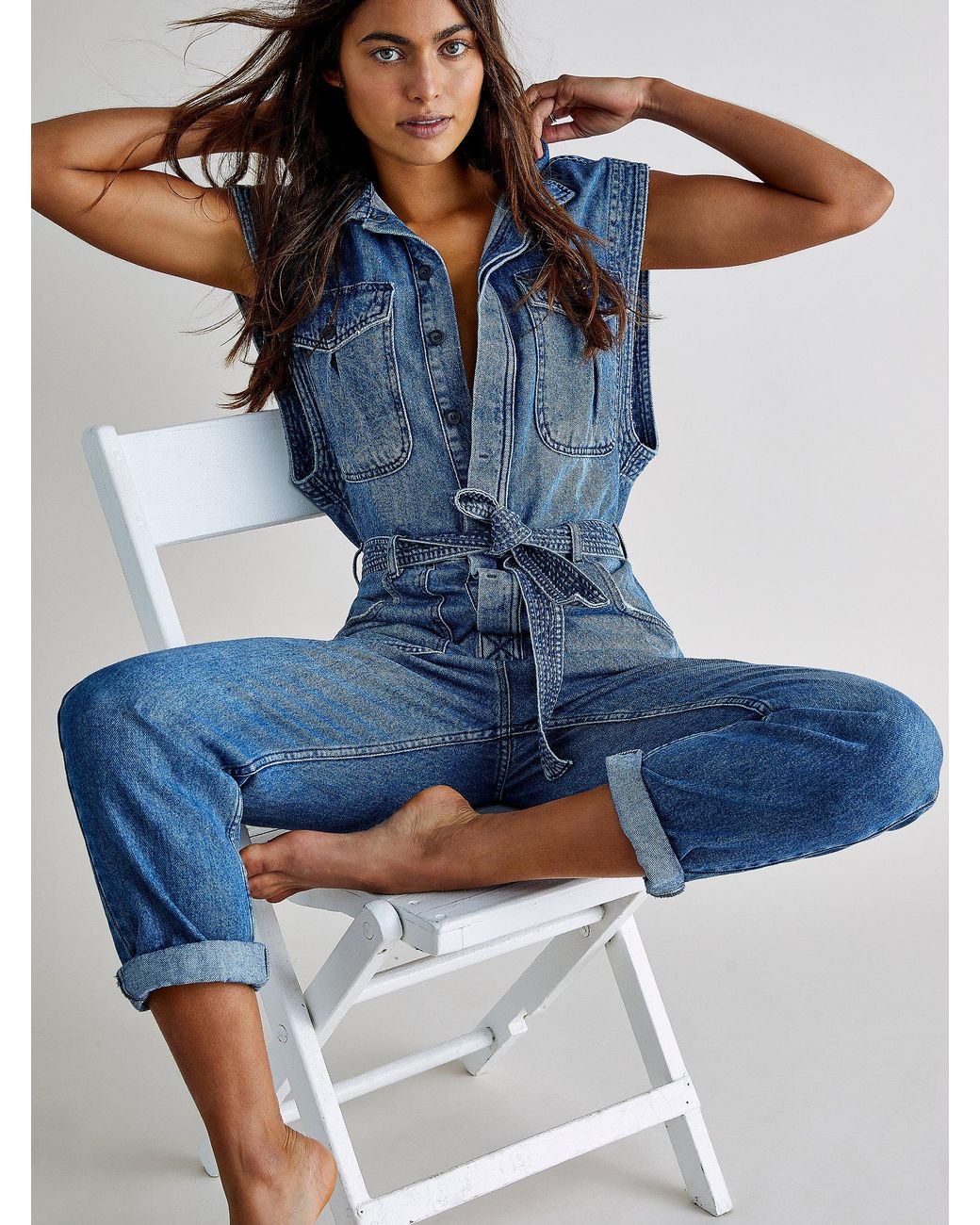 Free People Sydney Coverall in Blue | Lyst
