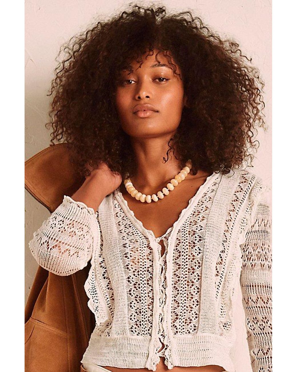 Free People Brown Sabina Semiprecious Beaded Stone Choker Necklace