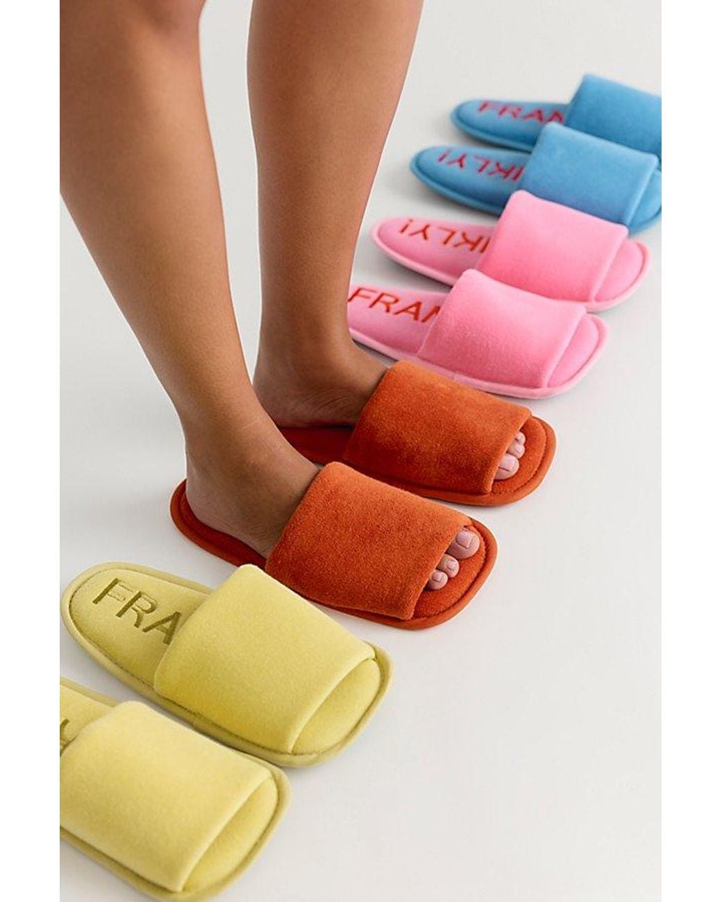 FRANKLY! Orange Terry Square Slippers