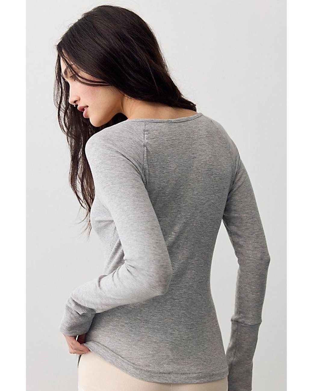 Intimately By Free People Gray Keeping It Light Ribbed Henley By