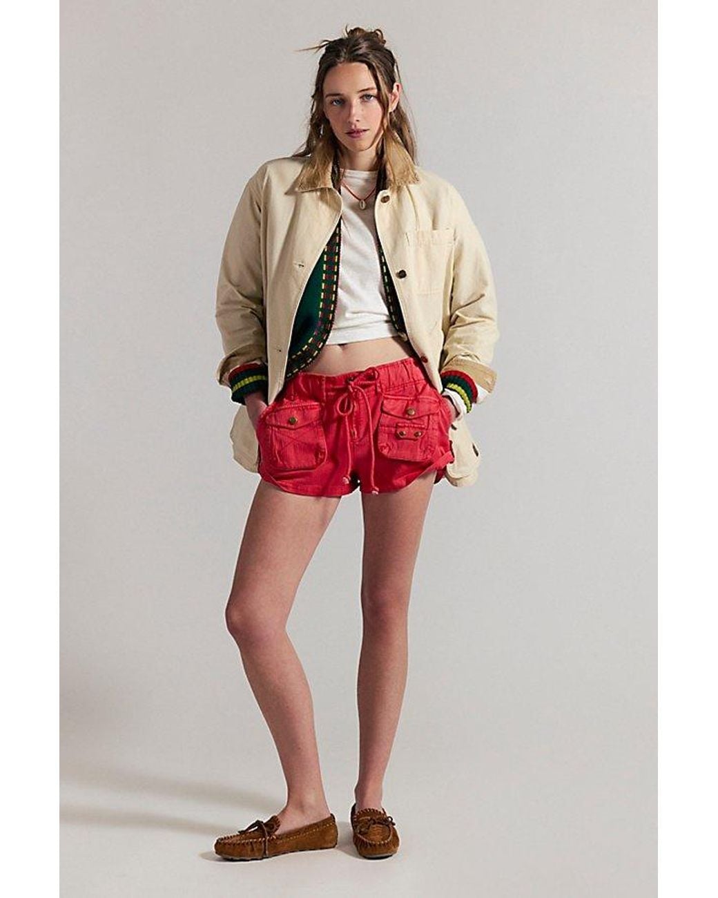 Free People Red Waimea Slouchy Shorts