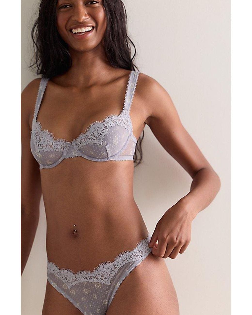 Intimately By Free People Brown Fiona Mesh Printed Thong By