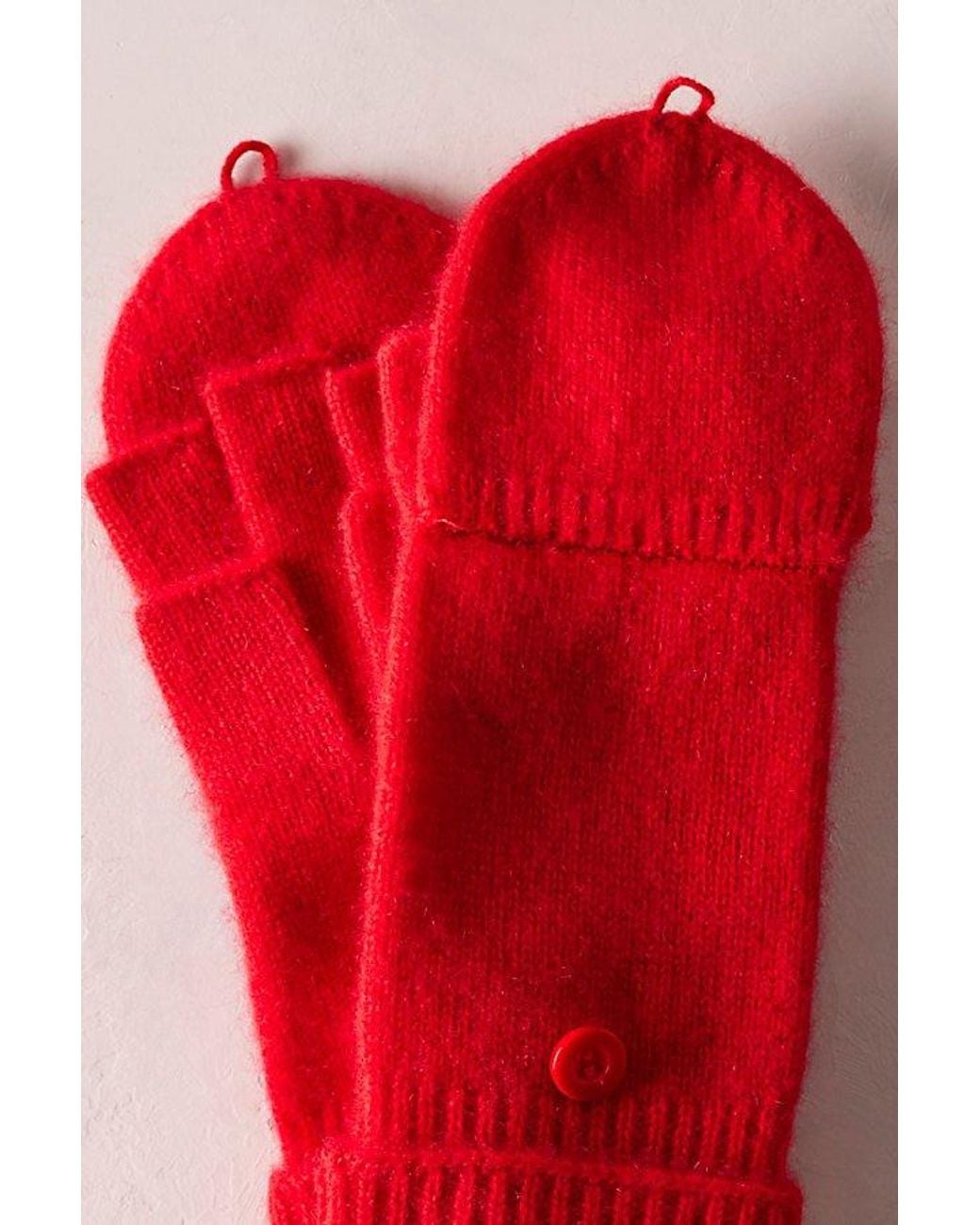 Free People Red Cashmere Convertible Mittens