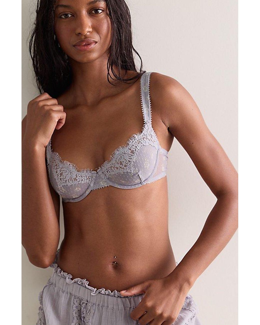 Intimately By Free People Brown Fiona Printed Mesh Demi Underwire Bra By