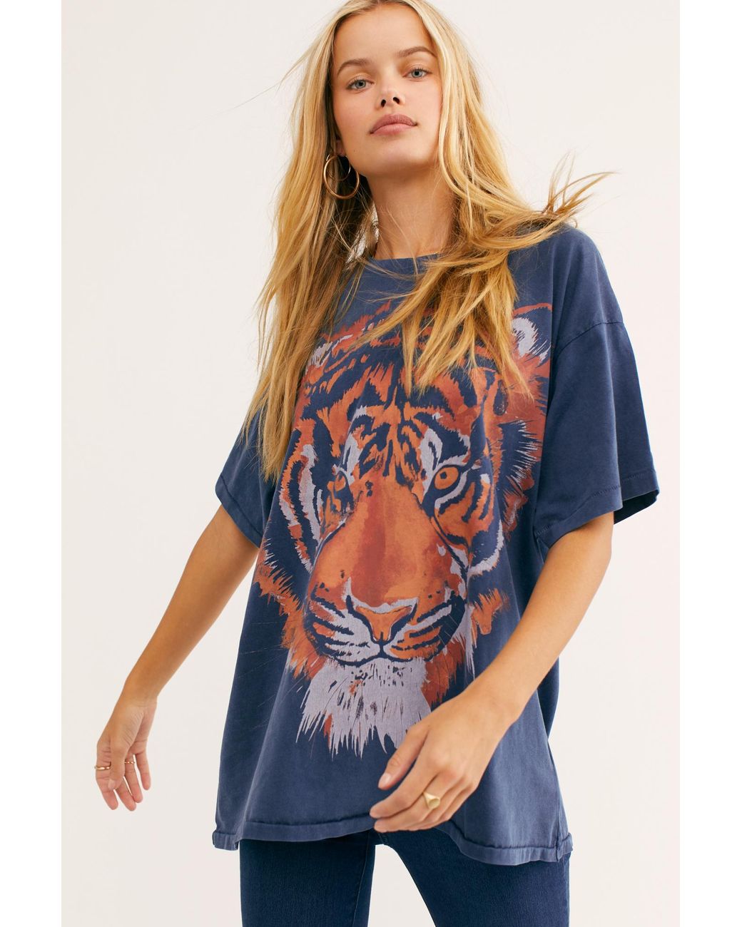 Free People Oversized Tiger Tee By Wrangler in Blue | Lyst
