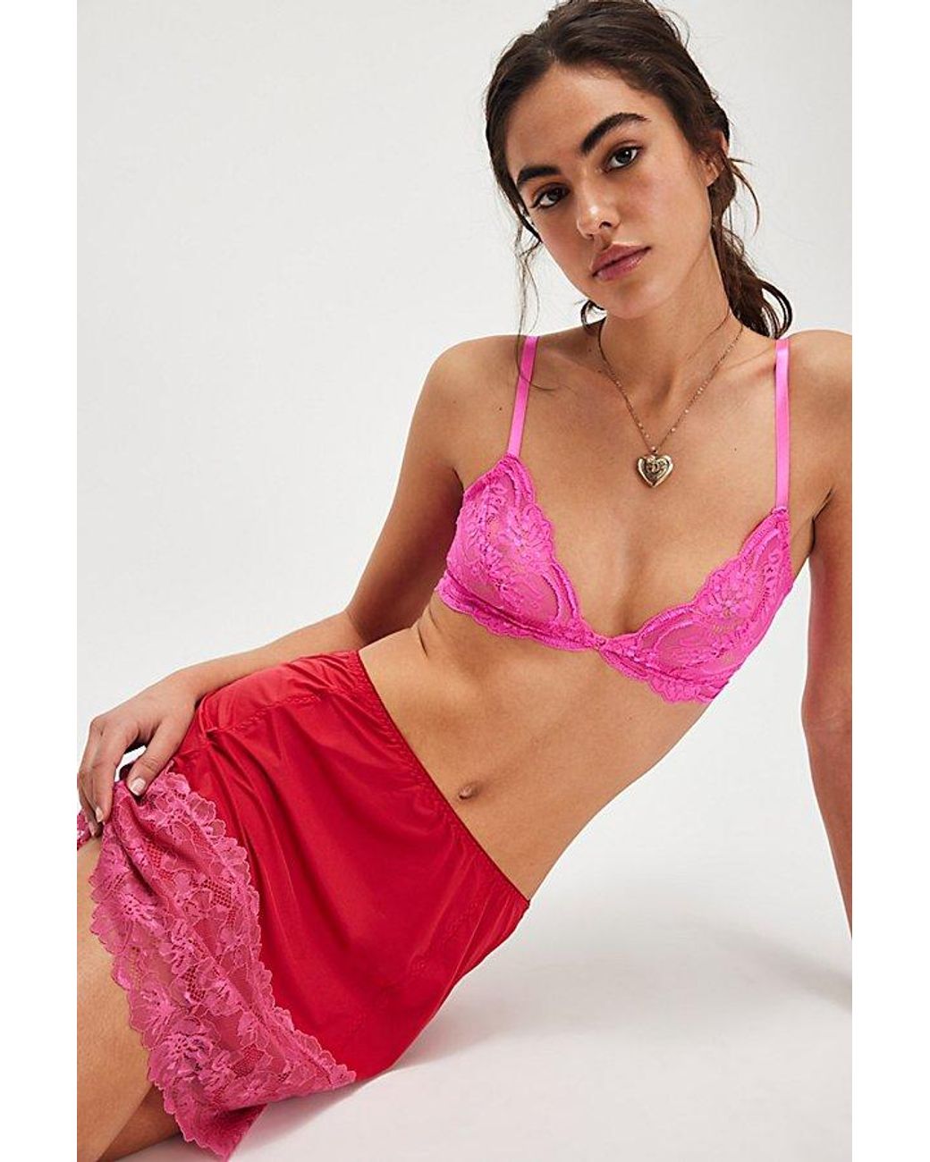 Intimately By Free People Pink Last Dance Lace Triangle Bralette