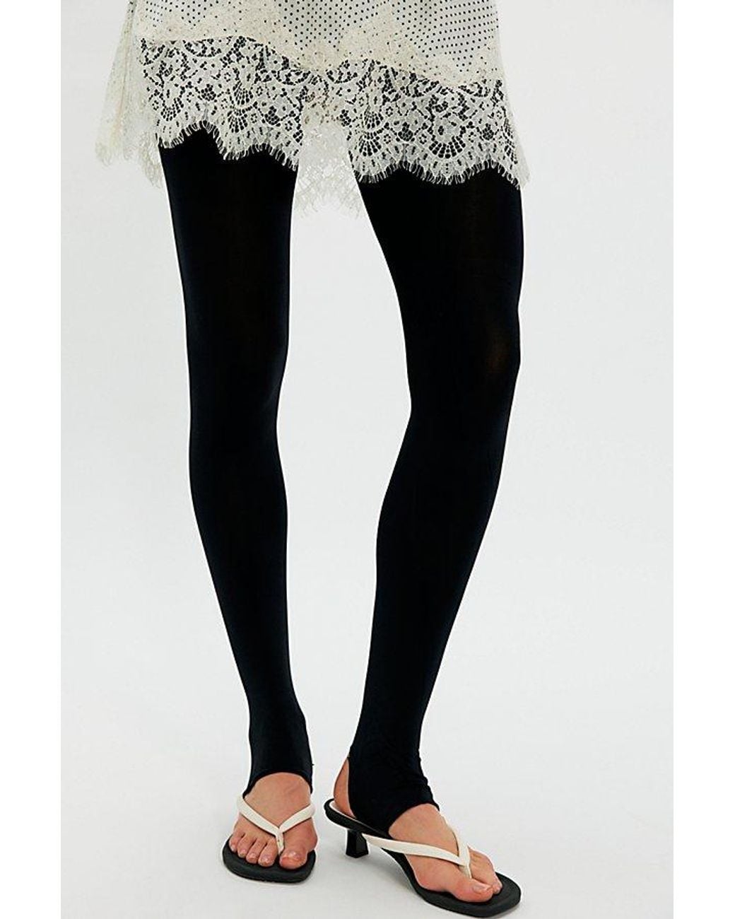 Free People Black Lia Stirrup Tights