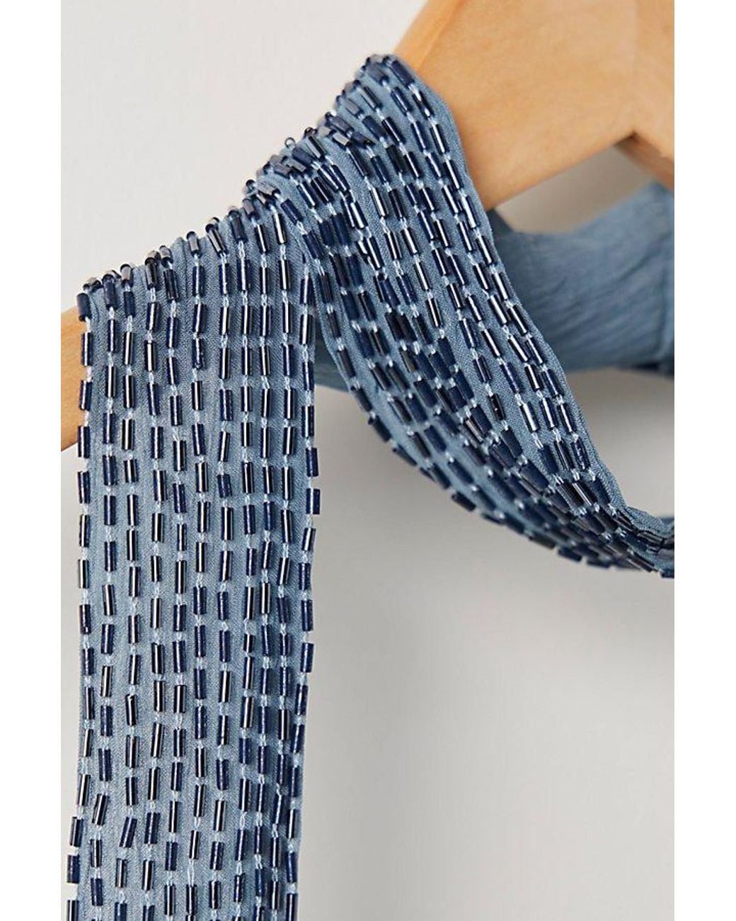 Free People Blue Beaded Mornings Skinny Scarf