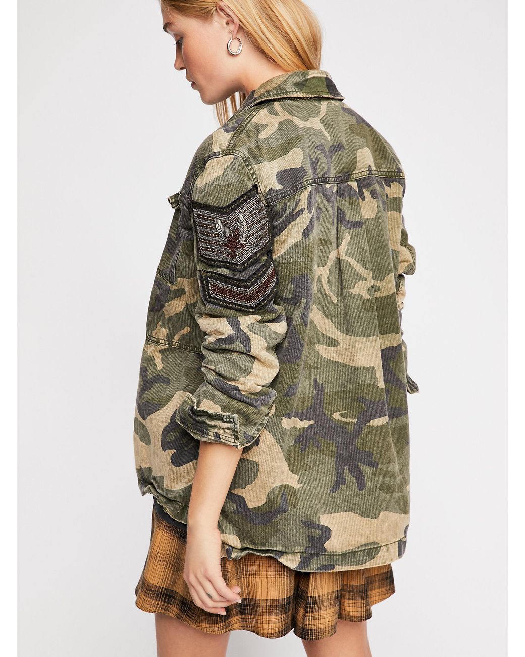 Embellished military shirt jacket deals