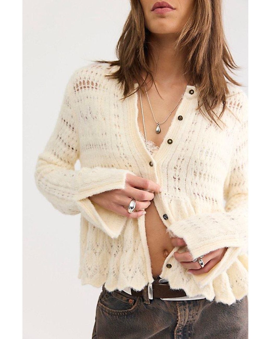Free People Green Esmee Knit Cardi