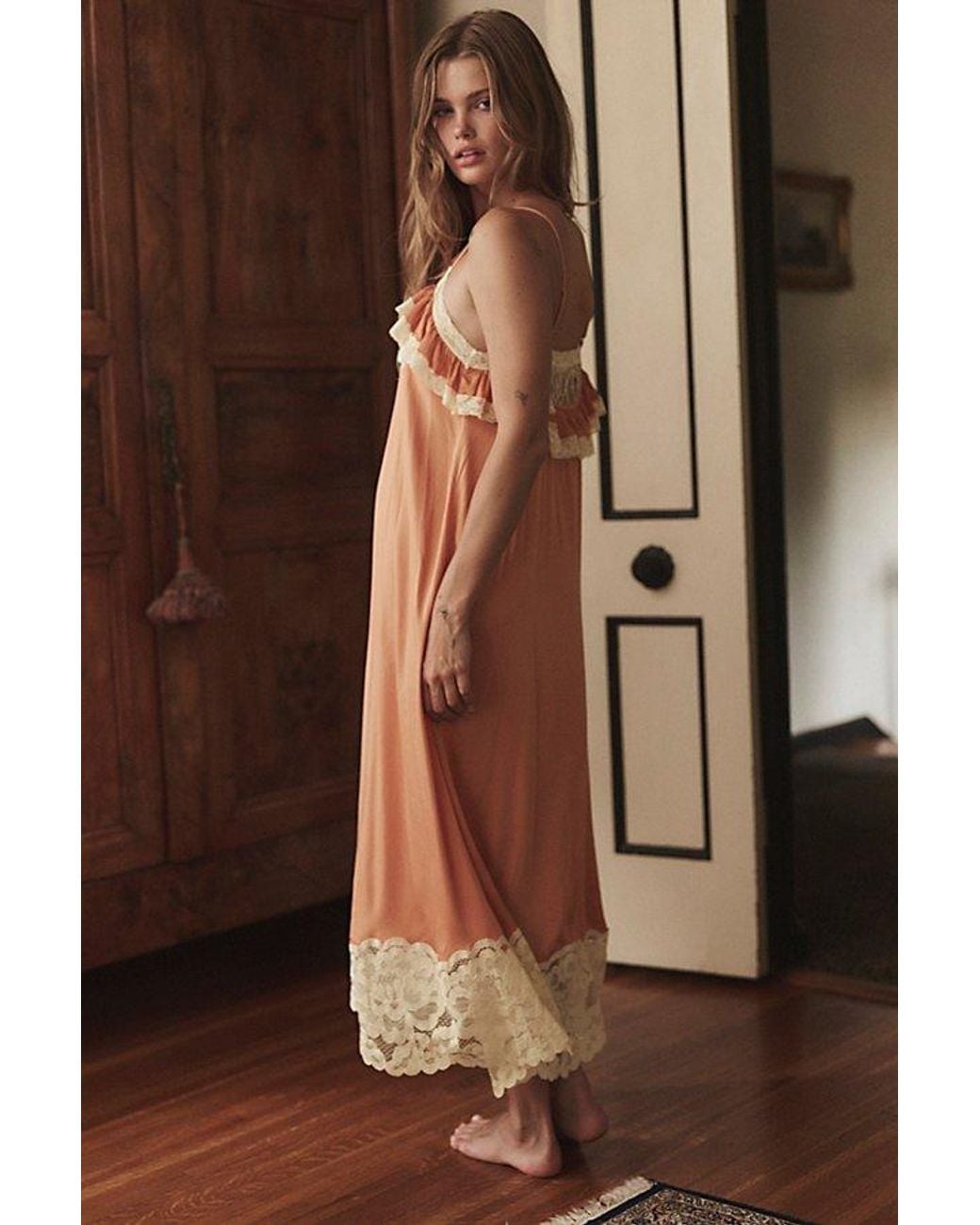 Intimately By Free People Brown Sweet Heirloom Maxi Slip Dress By