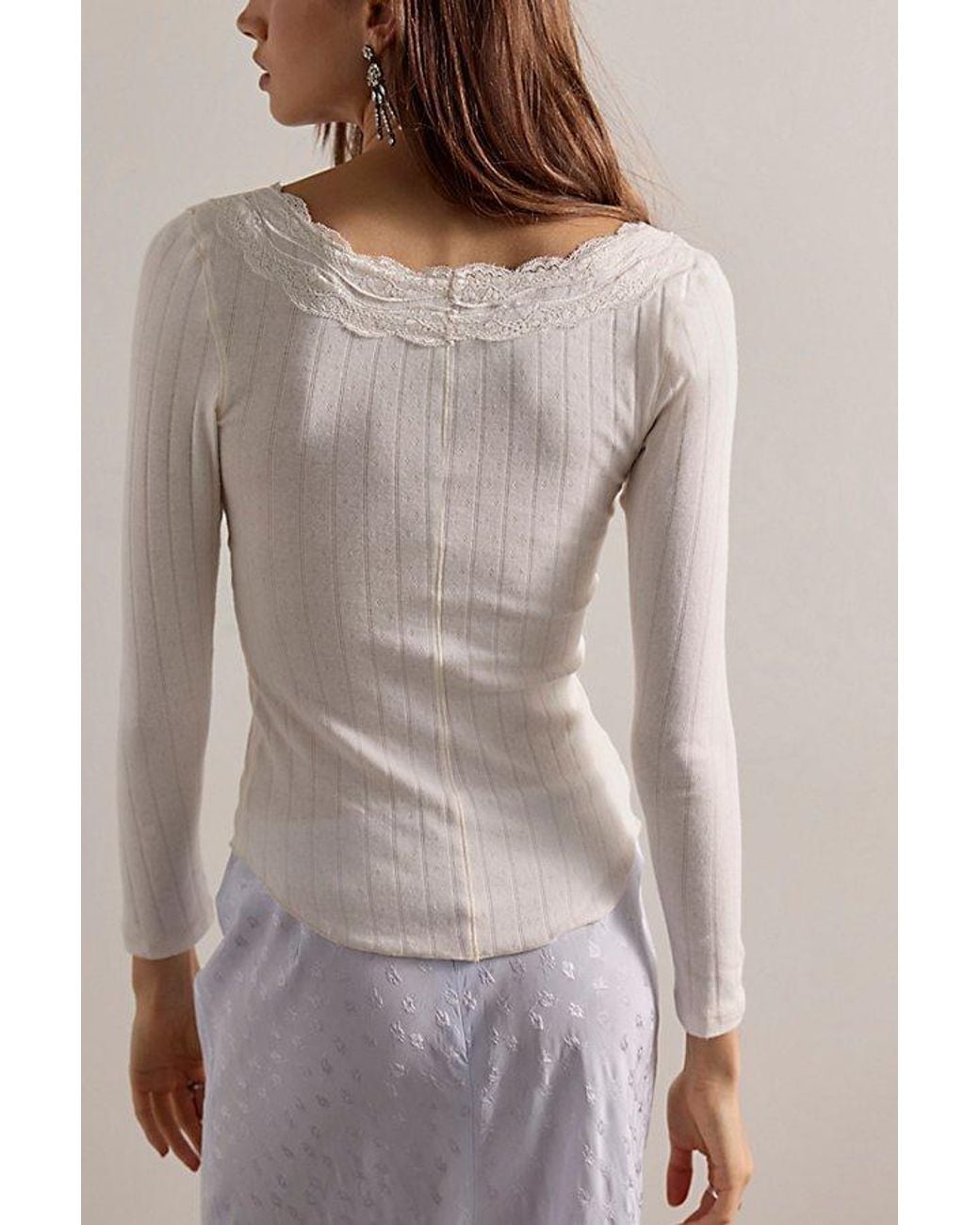 Intimately By Free People Brown Classic Keepsake Pointelle Long Sleeve By