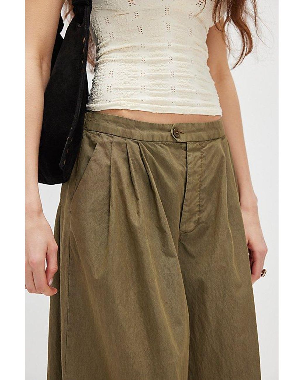Free People Paige Pleated Pull-On Trousers in Blue | Lyst