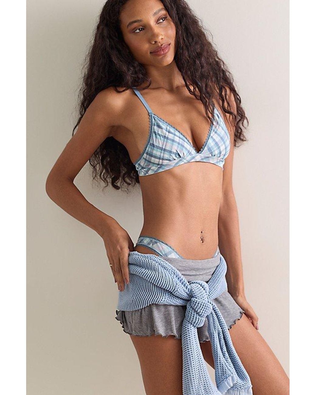 Intimately By Free People Blue Sweet Point Seamless Triangle Bralette By