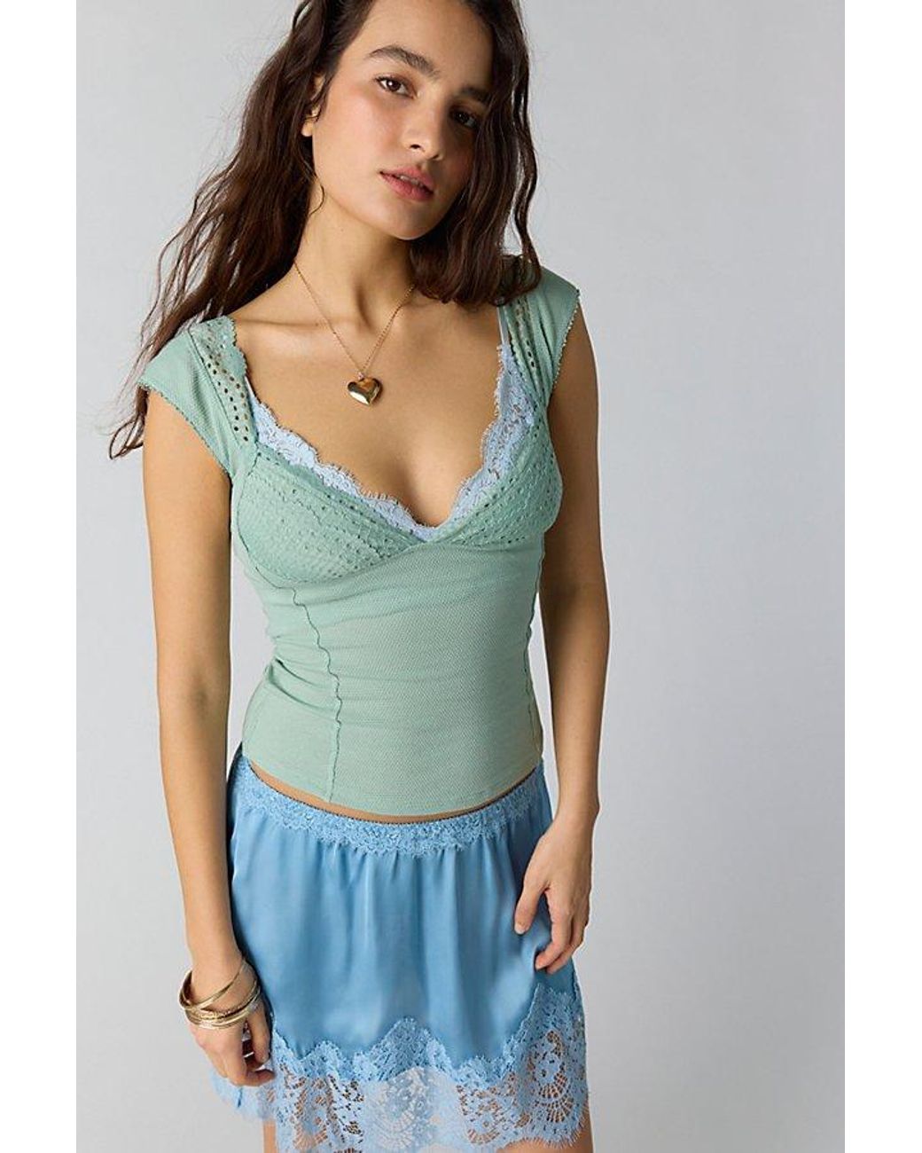 Intimately By Free People Green Blush Hour Tee By