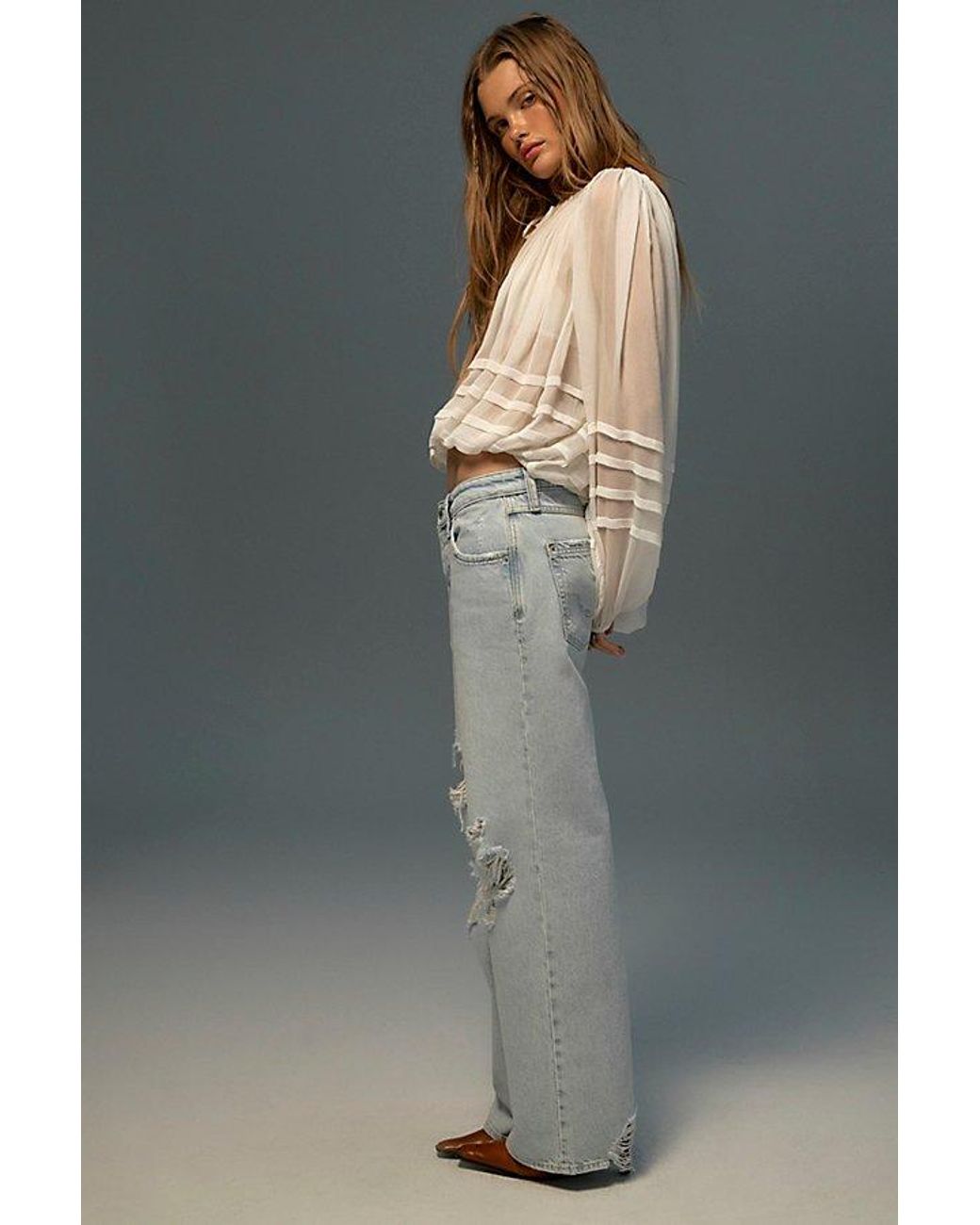 Free People Green Tennessee Low-Rise Boyfriend Jeans