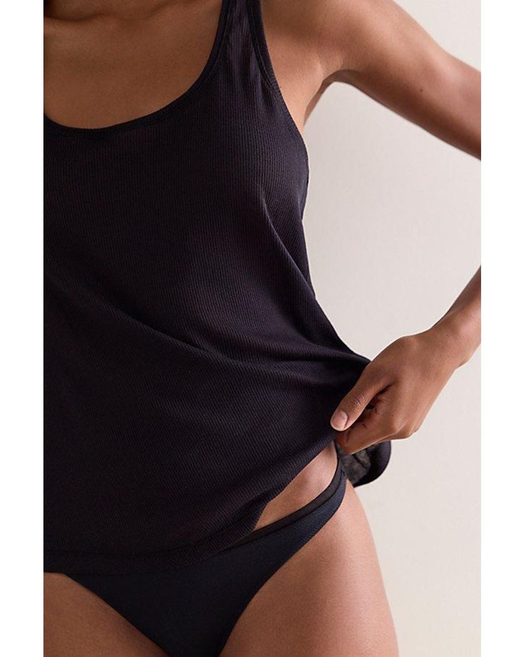 Intimately By Free People Black Barely Bare Rib Tank Top By
