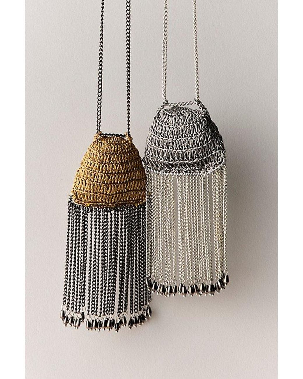 Free People Gray Zelda Fringe Necklace