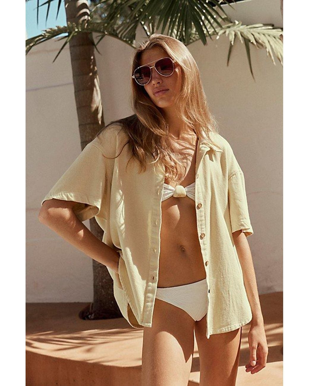 Free People Blue Wesley Oversized Aviator Sunglasses