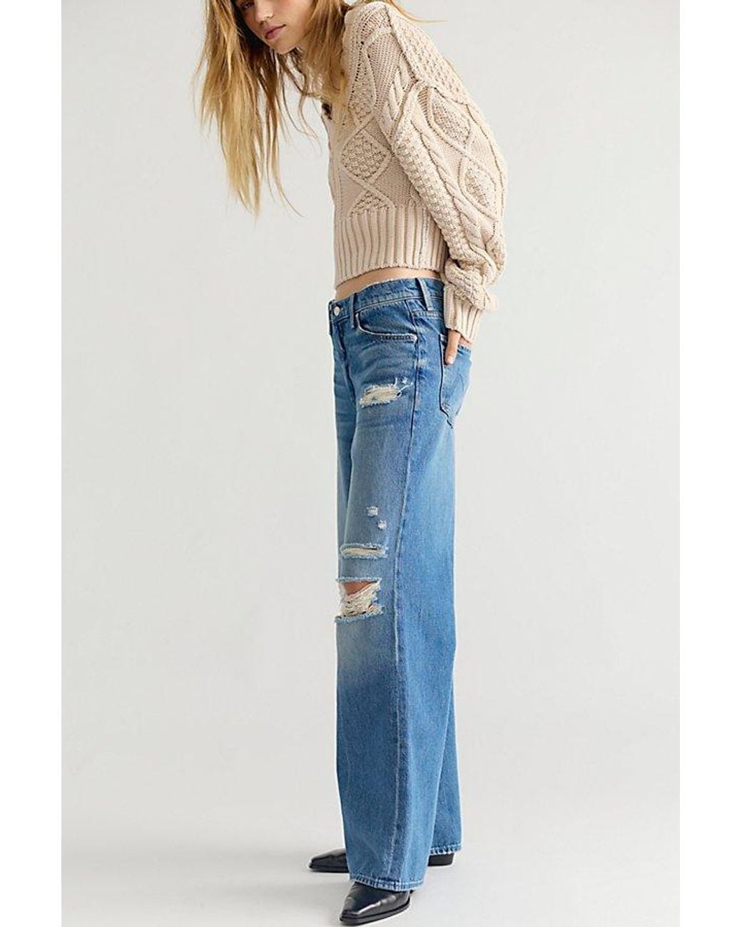 Mother Blue The Rerun Zip Sneak Jeans