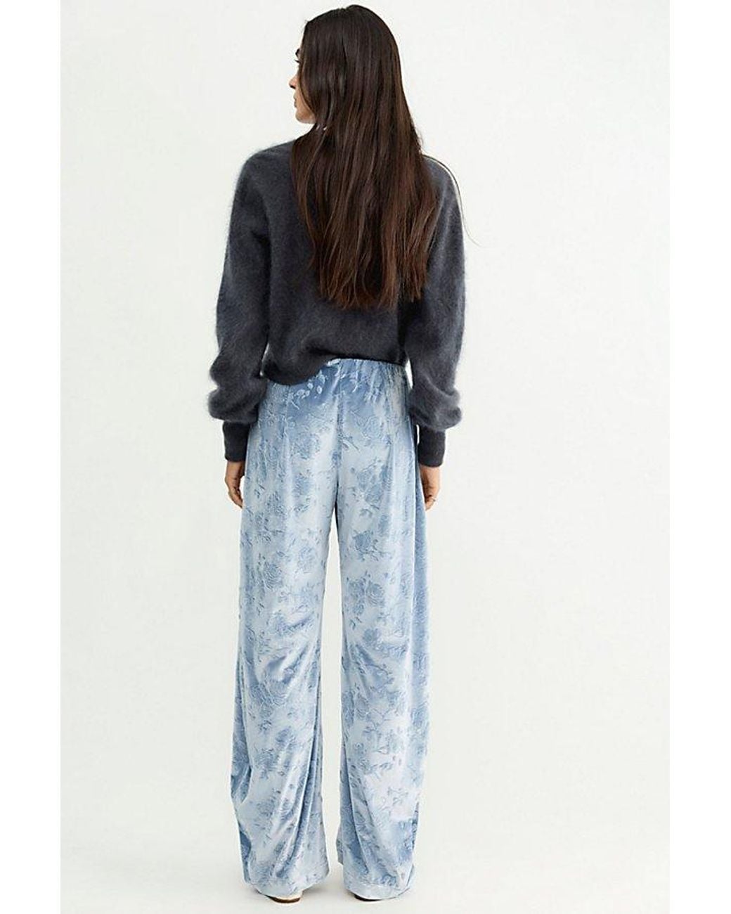 Free People Blue Radiance Low-Rise Velvet Pull-On Pants
