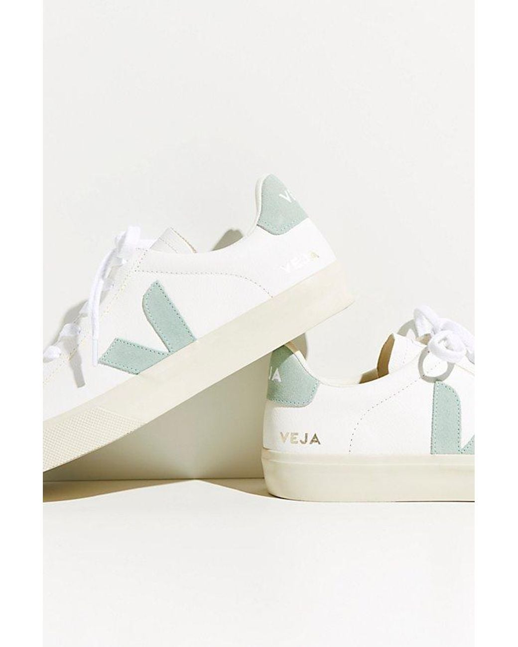 Veja Green Campo Sneakers At Free People In Extra White/matcha, Size: Eu 36