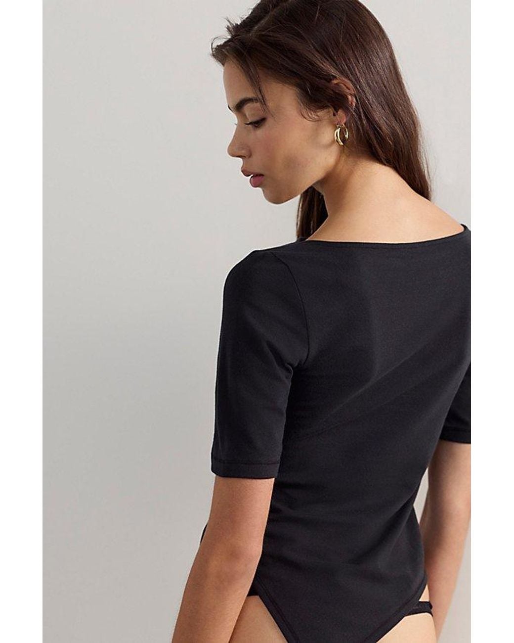 Intimately By Free People Black Easy Rotation Asymmetrical Half-Sleeve Shirt By