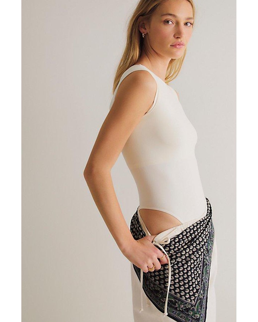 Intimately By Free People White Clean Lines Boat Neck Bodysuit