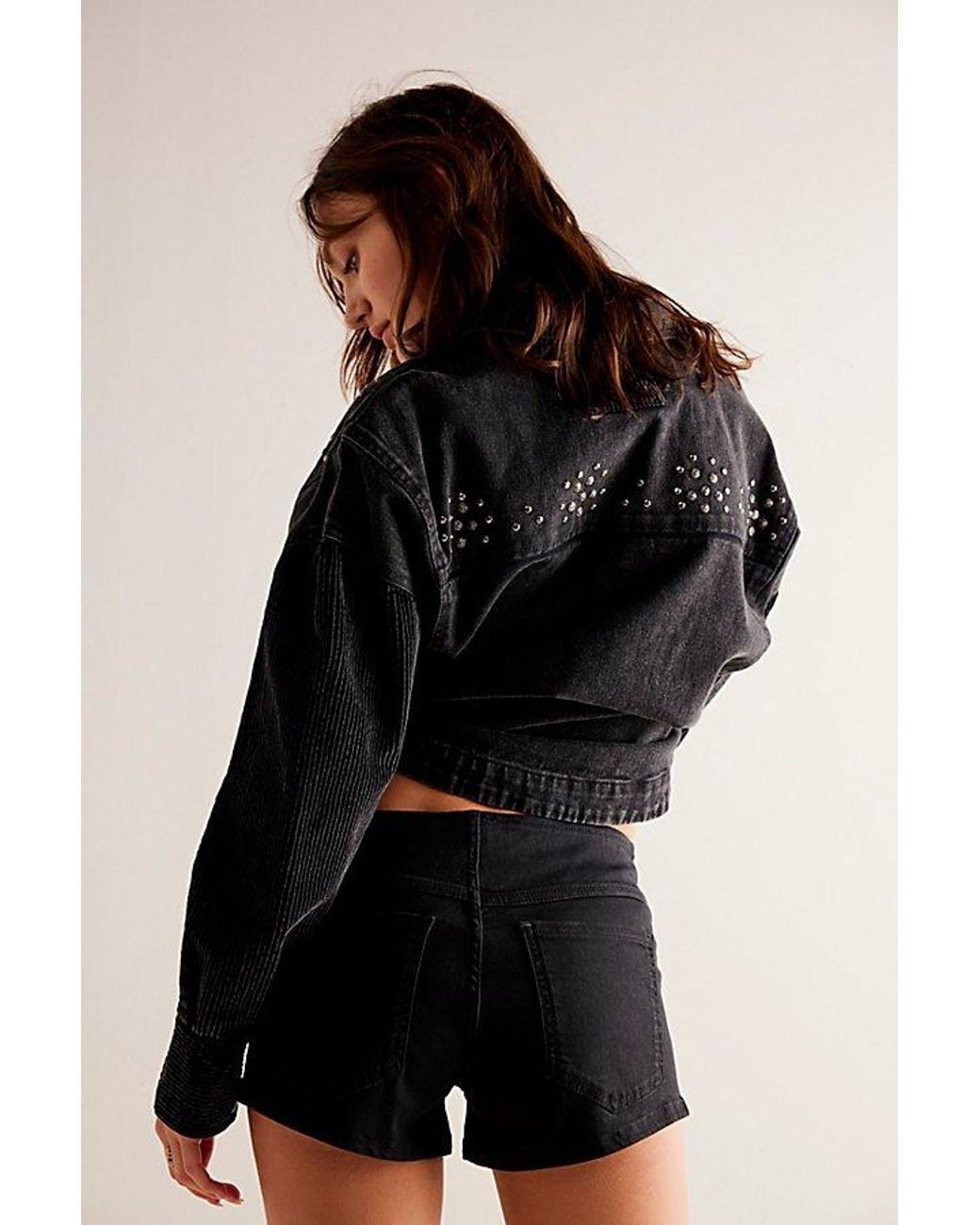 Free people black denim shorts best sale