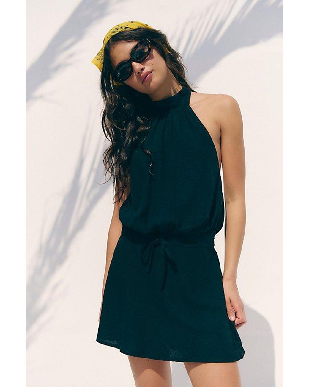 free-est Black Sandshell Linen Drea Mini Dress By