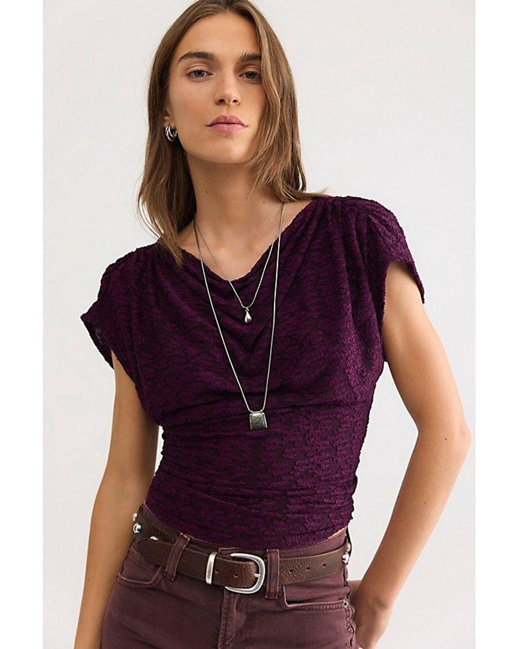 Free People Purple Aura Lace Top