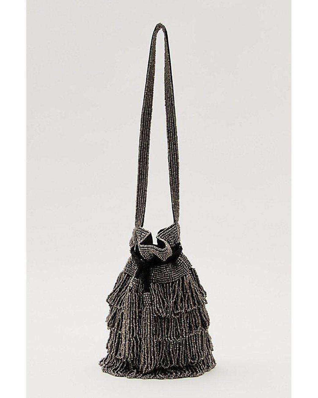 Free People Black Luna Luna Beaded Crossbody Bag