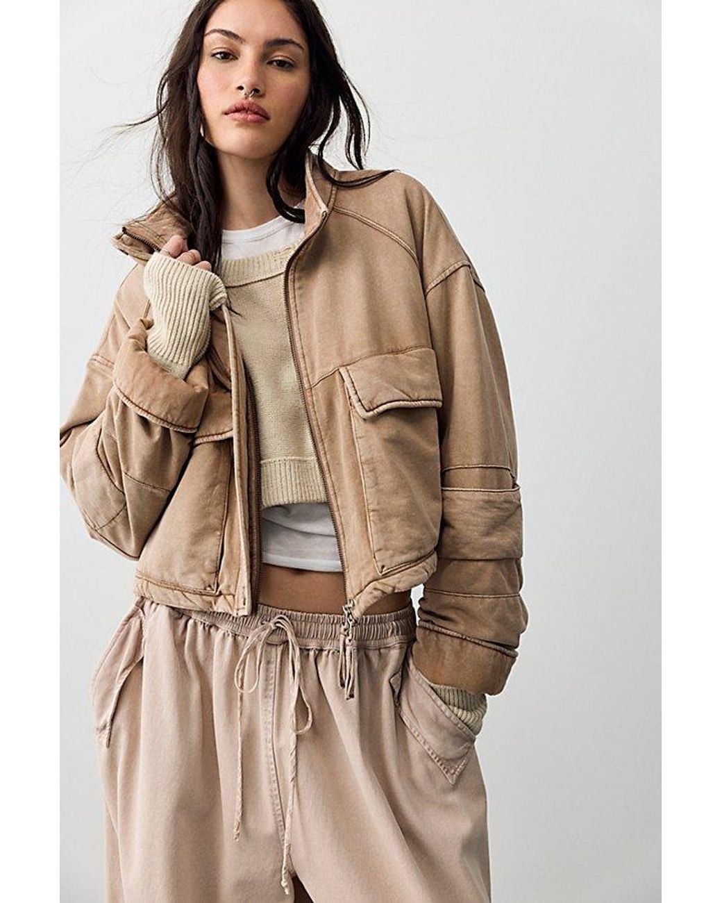 Free People Brown Wes Washed Jacket