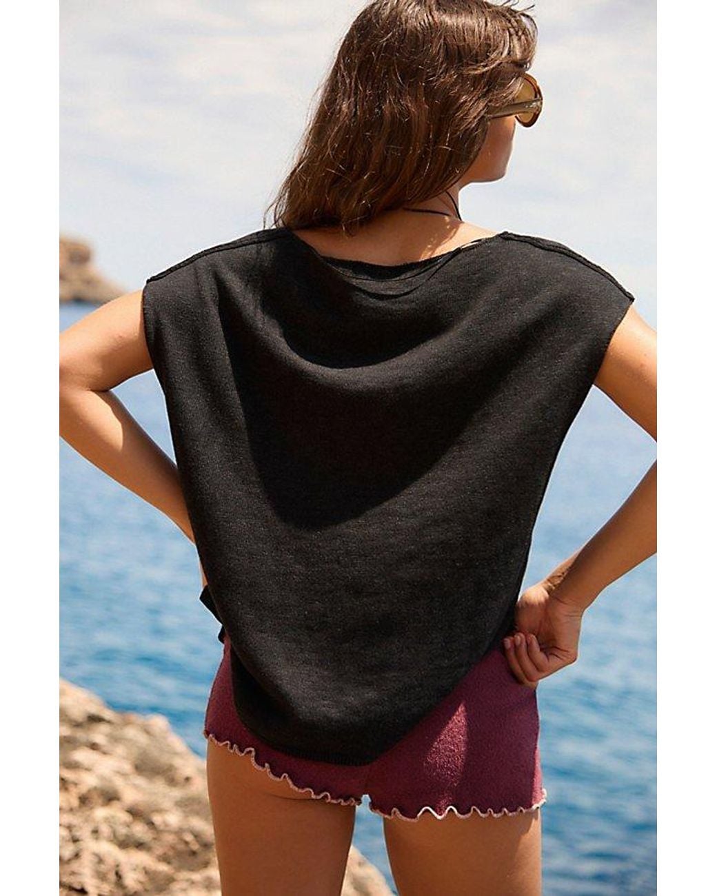 free-est Black Marina Del Sol Sweater Top By