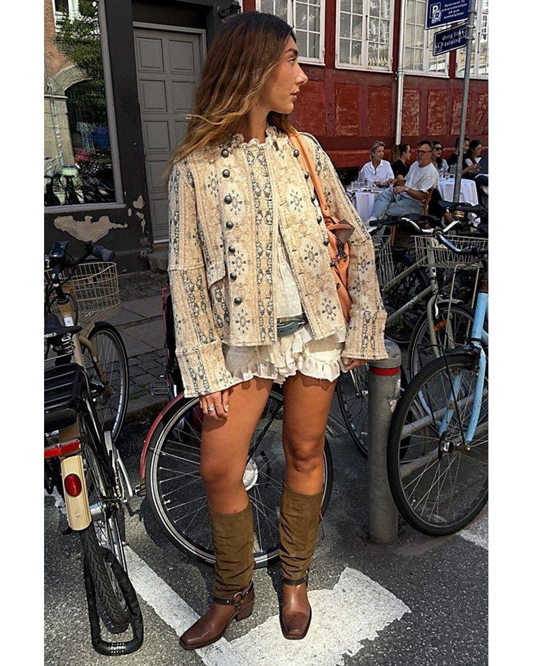 Free People Brown Lotty Jacquard Band Jacket