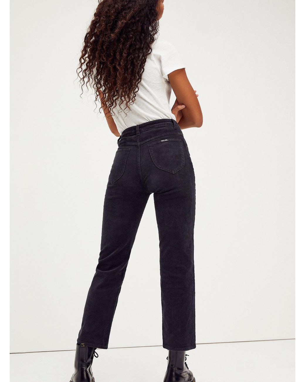 Free People Rolla's Original Straight Cord Jeans in Black | Lyst Canada