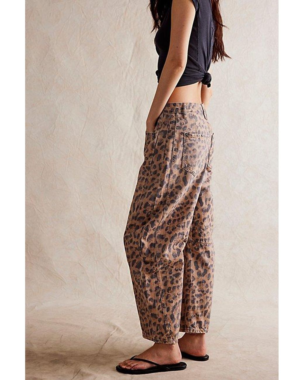 Free People We The Free Good Luck Printed Barrel Jeans in