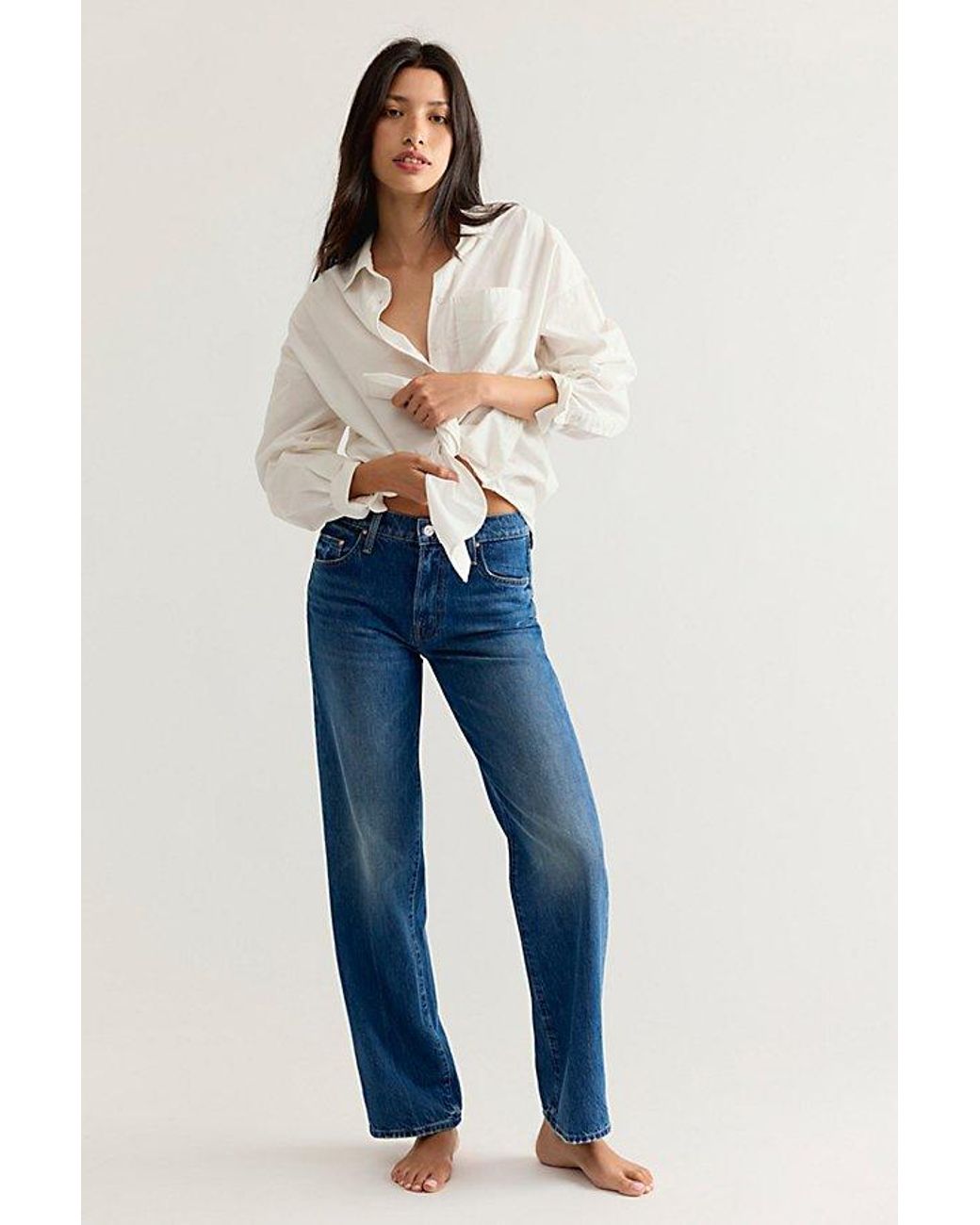Mother Blue The Mid-Rise Rambler Skimp Jeans