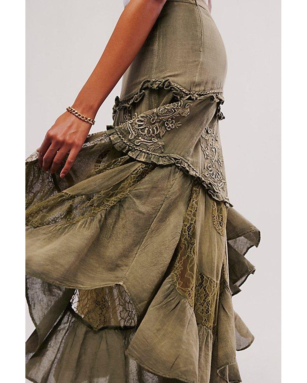 Free People Ophelia Embroidered Maxi Skirt in Black | Lyst