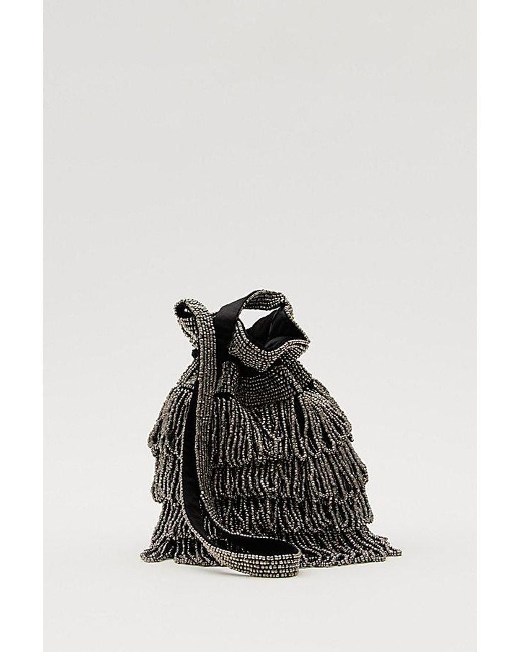 Free People Black Luna Luna Beaded Crossbody Bag