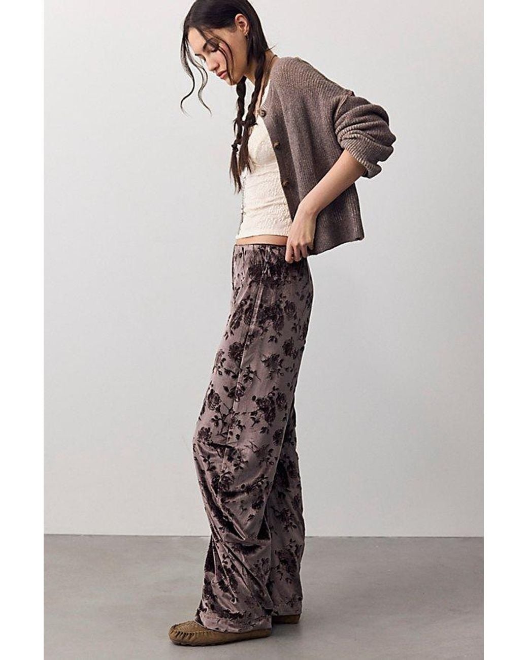 Free People Black Radiance Velvet Pull-On Pants
