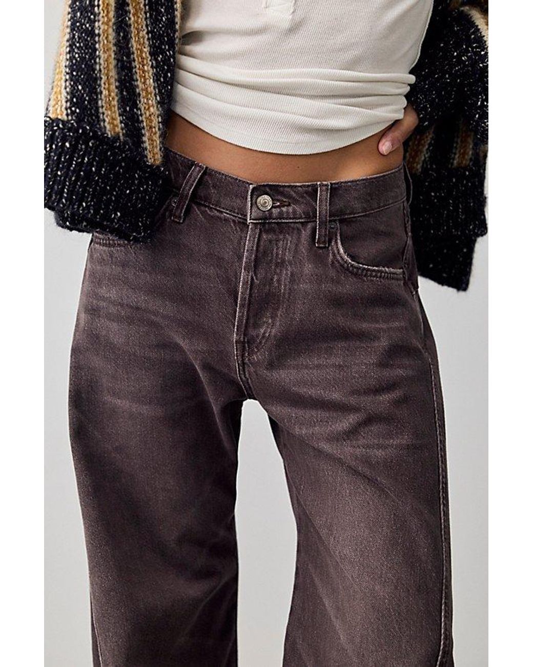 Free People Brown Fable Yarn-Dyed Twisted Jeans