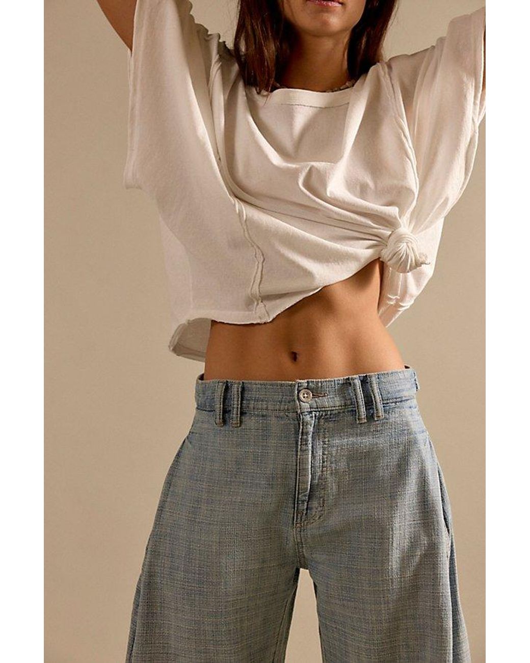 Free People Natural Free To Roam Cropped Jeans