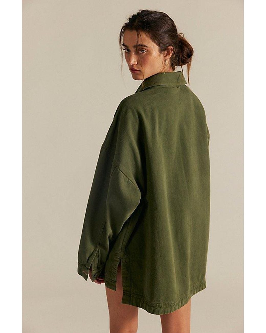Free People Green Madison City Denim Jacket