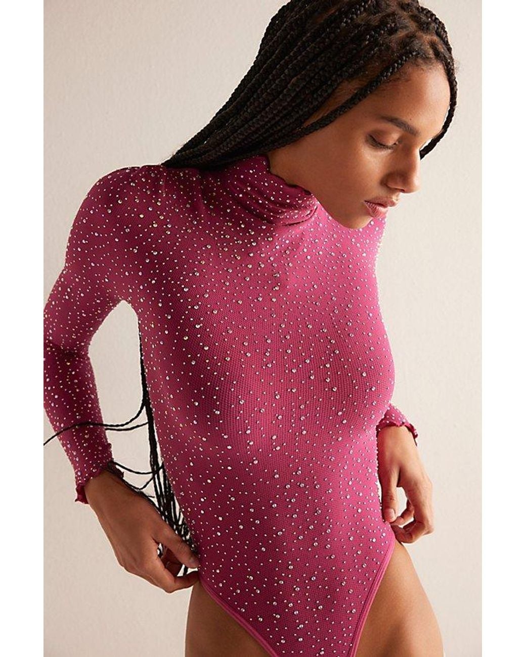Intimately By Free People Red Night Sky Seamless Turtleneck Bodysuit By